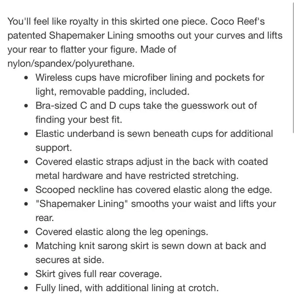 Coco Reef Contours Swimsuit
Size 12 - Picture 8 of 8